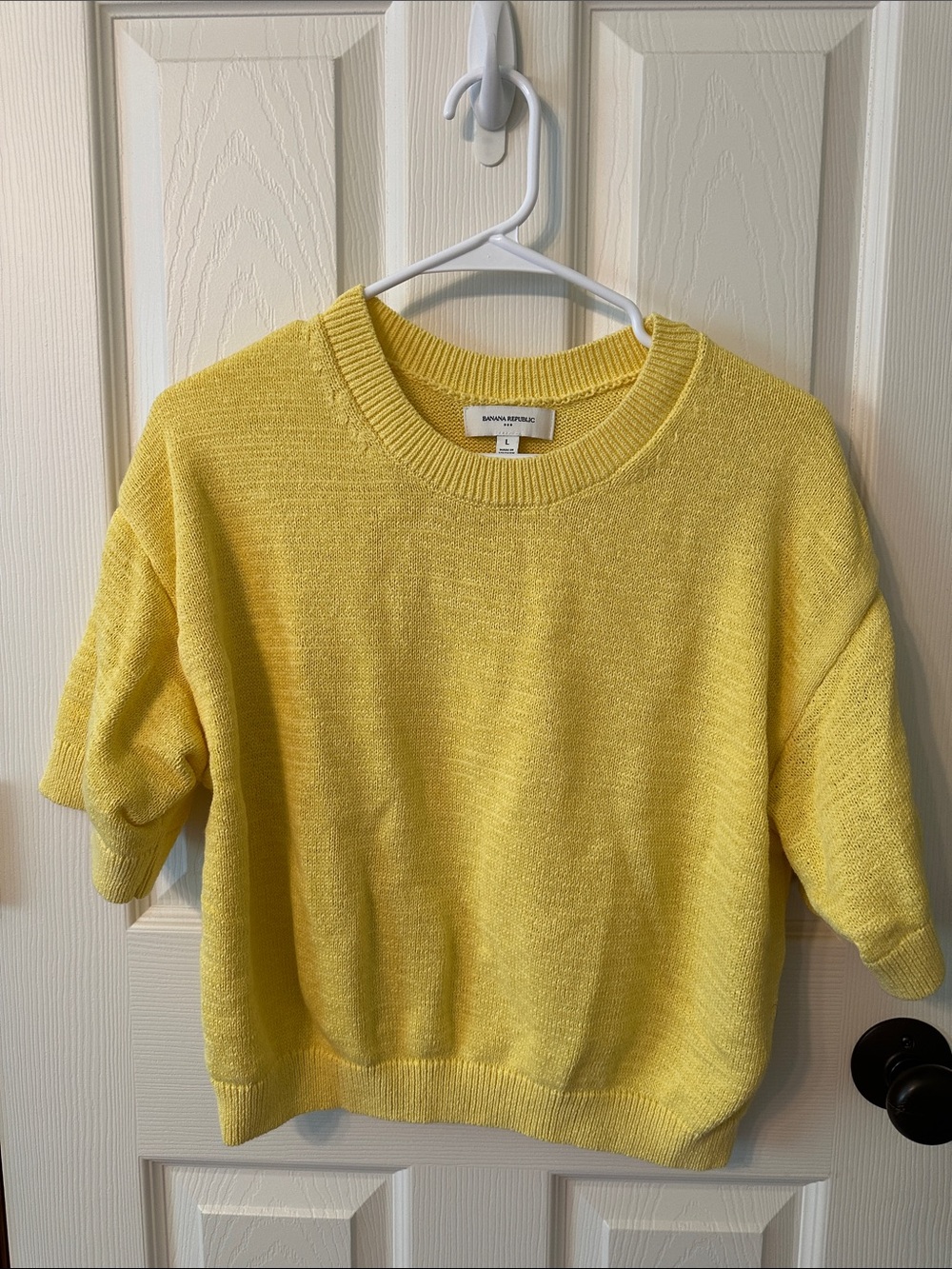 Banana Republic Sunshine Yellow Short-Sleeve Crew Sweater